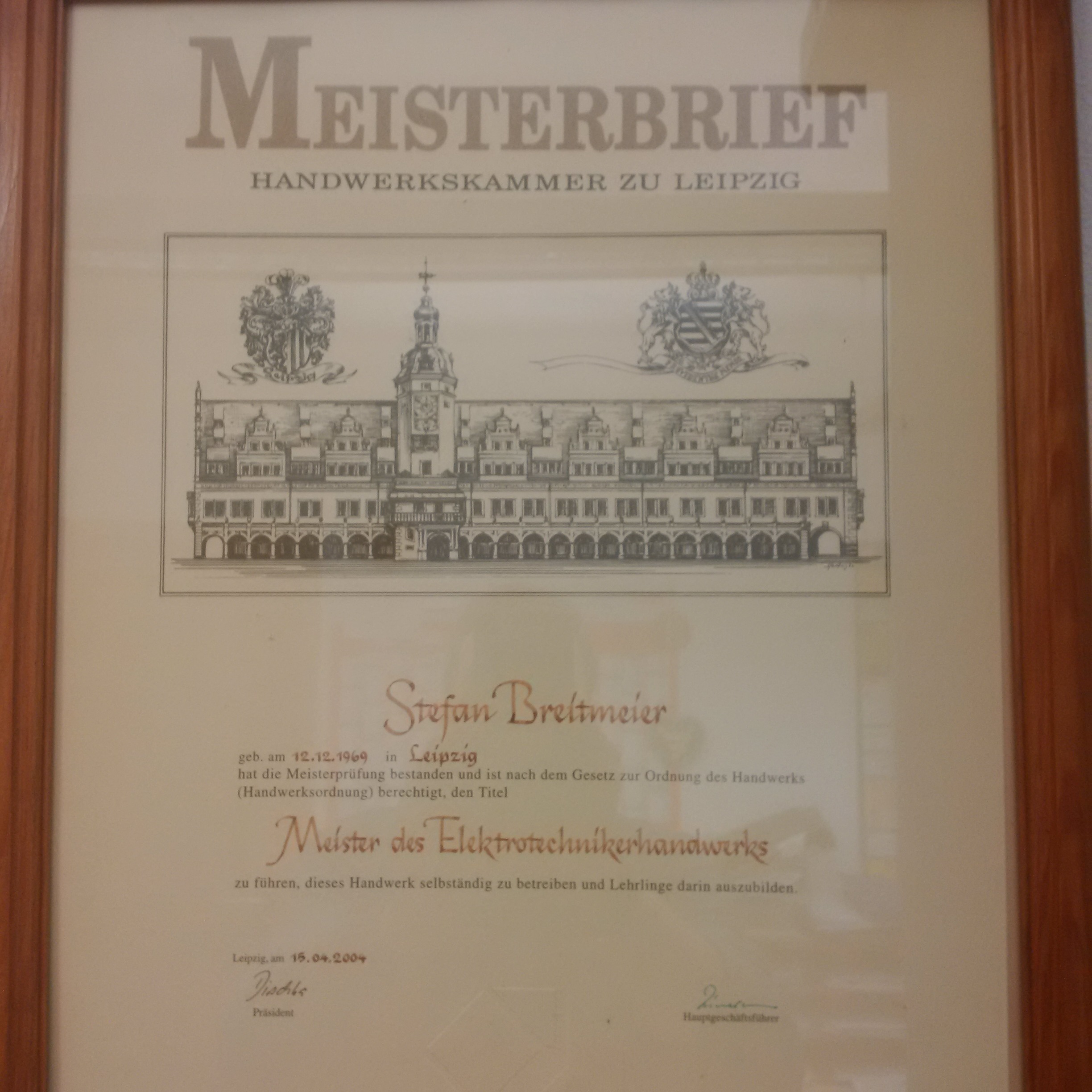 Meisterbrief Stefan Breitmeier